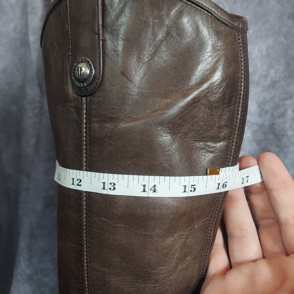 Frye Melissa Button Extended Calf Leather Riding Boots Cognac Brown Women's 9B - Picture 16 of 16